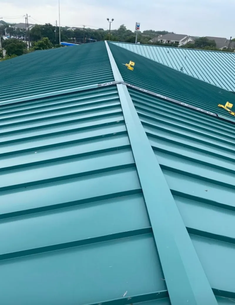 Green commercial metal roof ridge and valley for Metal Roof Repair in North Augusta